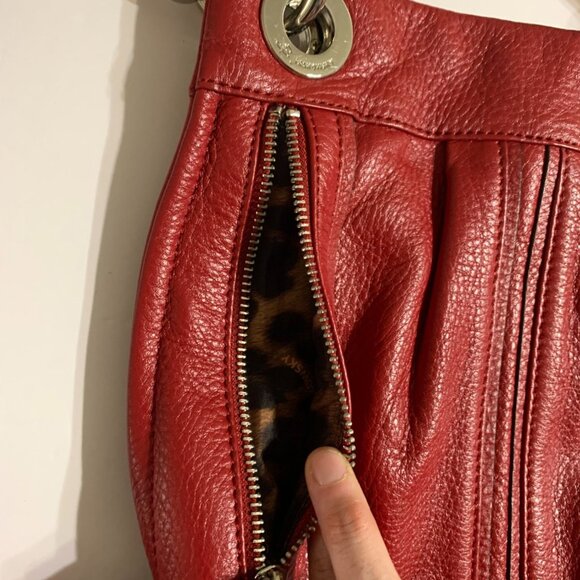 B. Makowsky Red Soft Pebble Leather Crossbody Bag - Picture 4 of 16